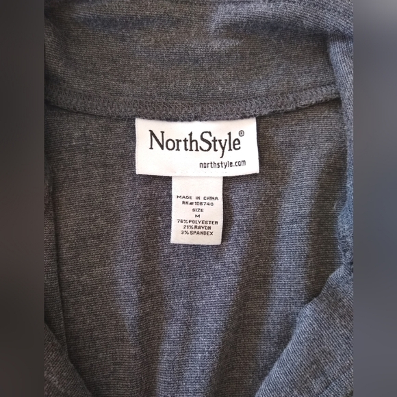 Women's Charcoal Gray Fluid Quarter-Zip Tunic with Pockets 3/4 Sleeves Med. - Picture 9 of 11